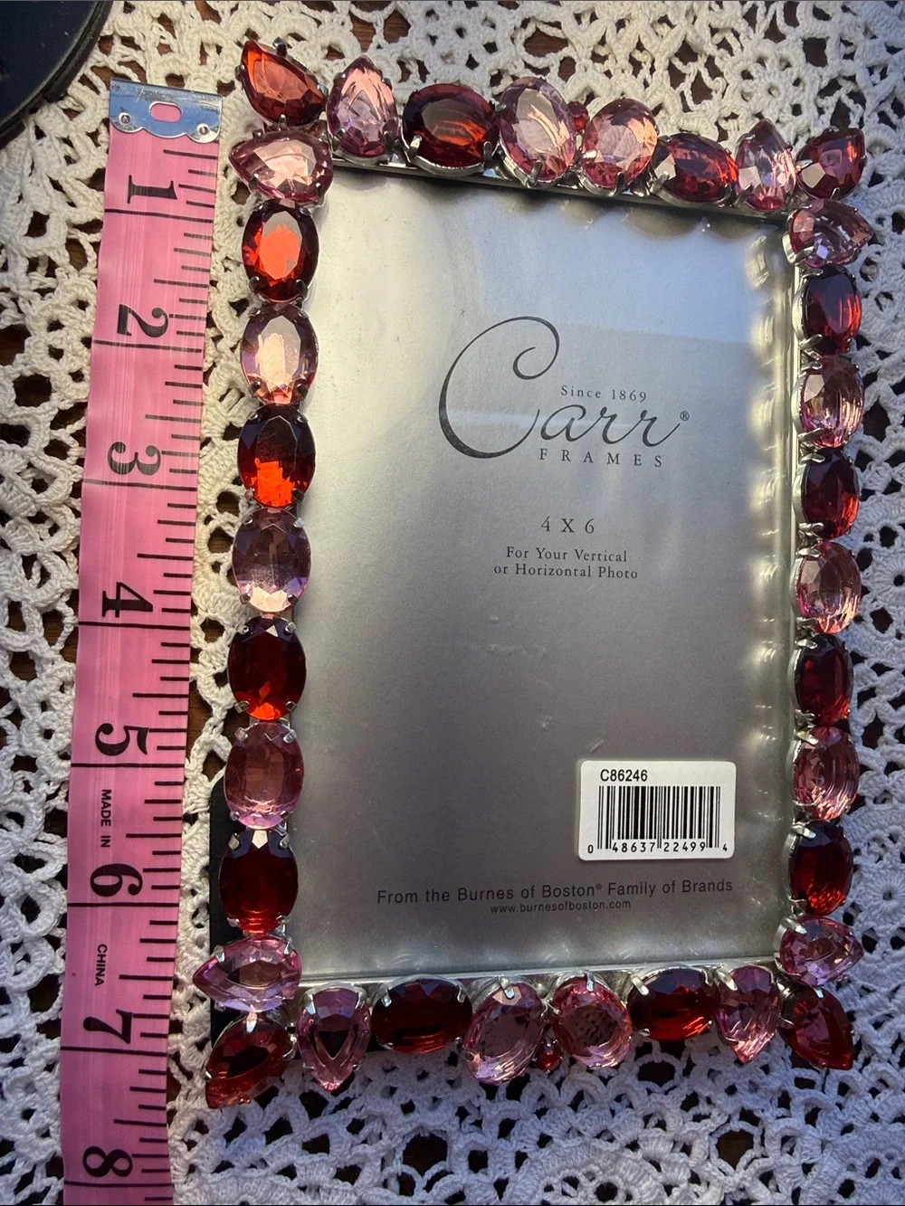 Carr‎ Frames crystals pink garnet red faceted 2002 vintage NEW Condition 4” X 6”